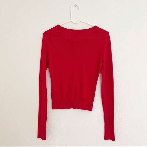 Express Red Rhinestone Button Cardigan - Picture 2 of 5